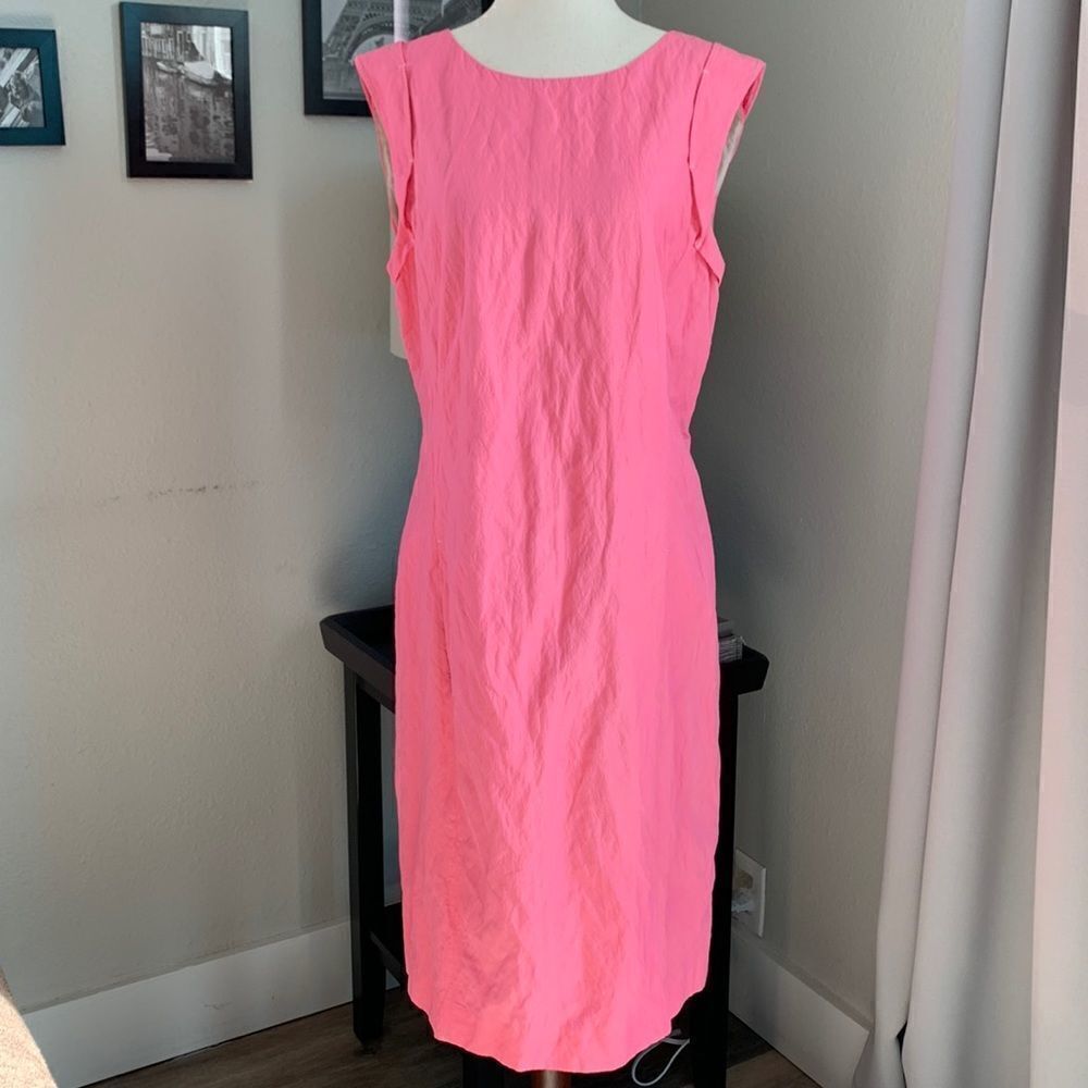Lafayette 148 sleeveless crepe dress in Bubblegum pink sz 12